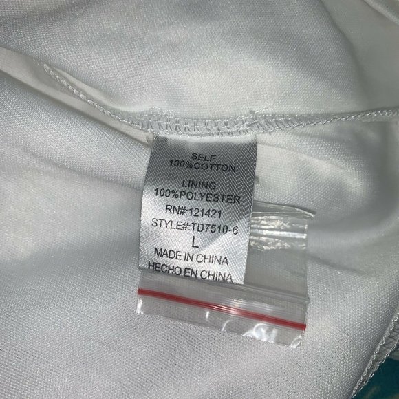 Ellison Womens White Embroidered Sleeveless Dress Size L Button Front Ruffles - Picture 6 of 7